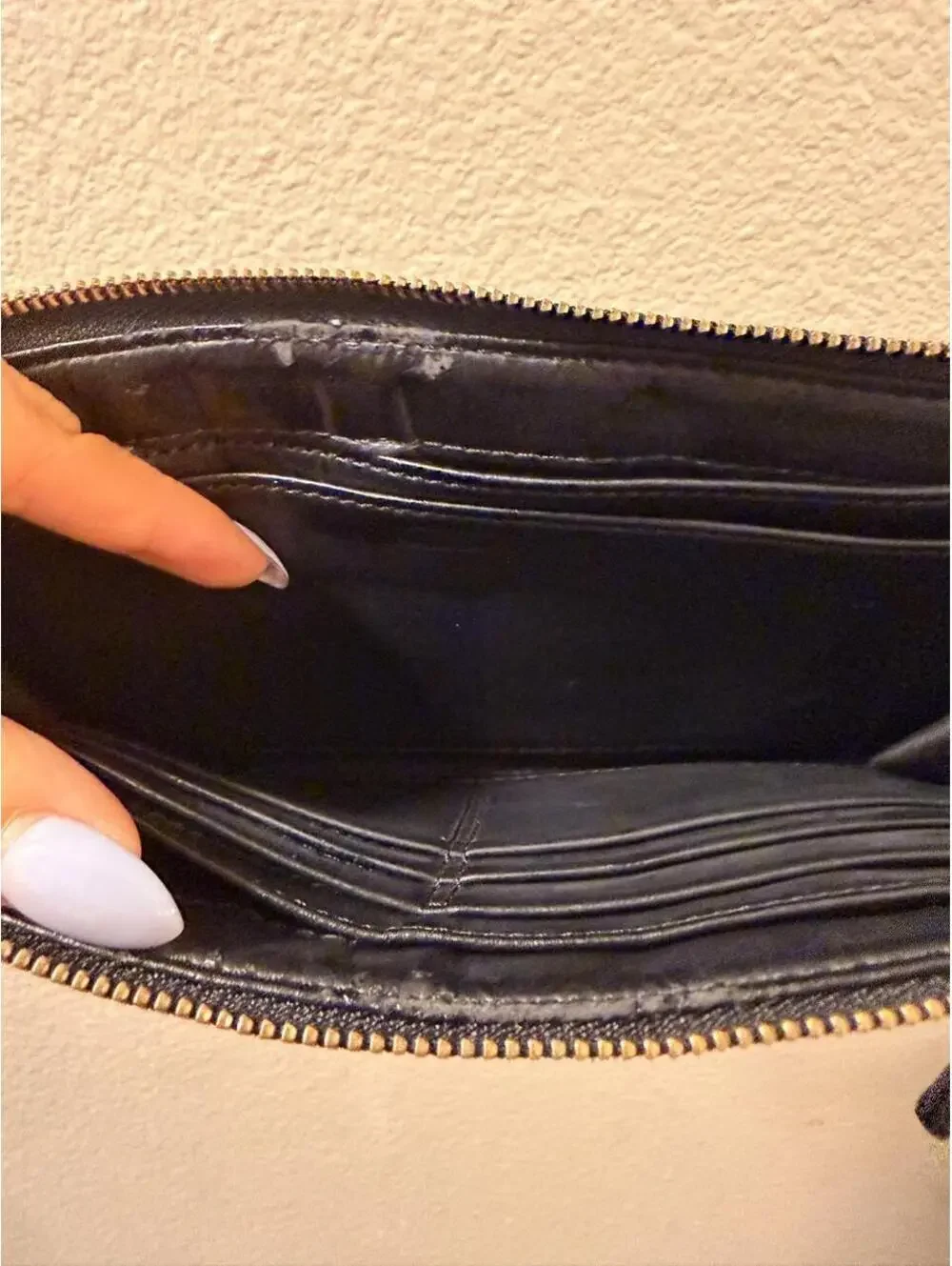 Coach Poppy Black Leather Wristlet with Gold Hardware